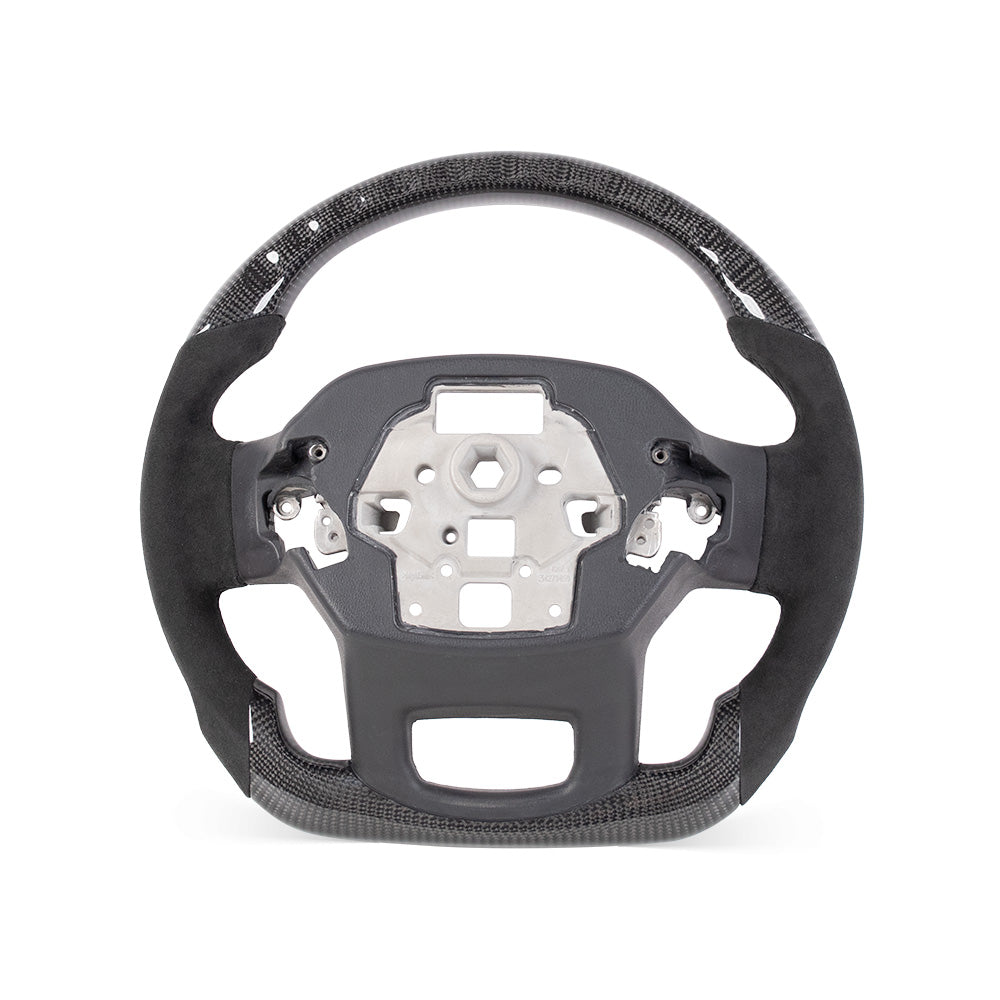 D-CARBON 2021-2024 FORD F150 Raptor III IN GLOSS CARBON FIBER STEERING WHEEL WITH LED RACE DISPLAY & ALCANTARA GRIP