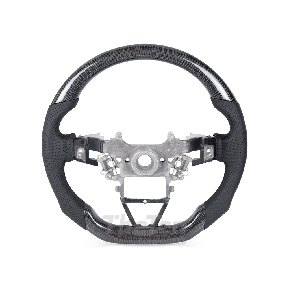 D-CARBON HONDA 10TH GEN ACCORD GLOSSY CARBON FIBER BLACK PERFORATED LEATHER STEERING WHEEL