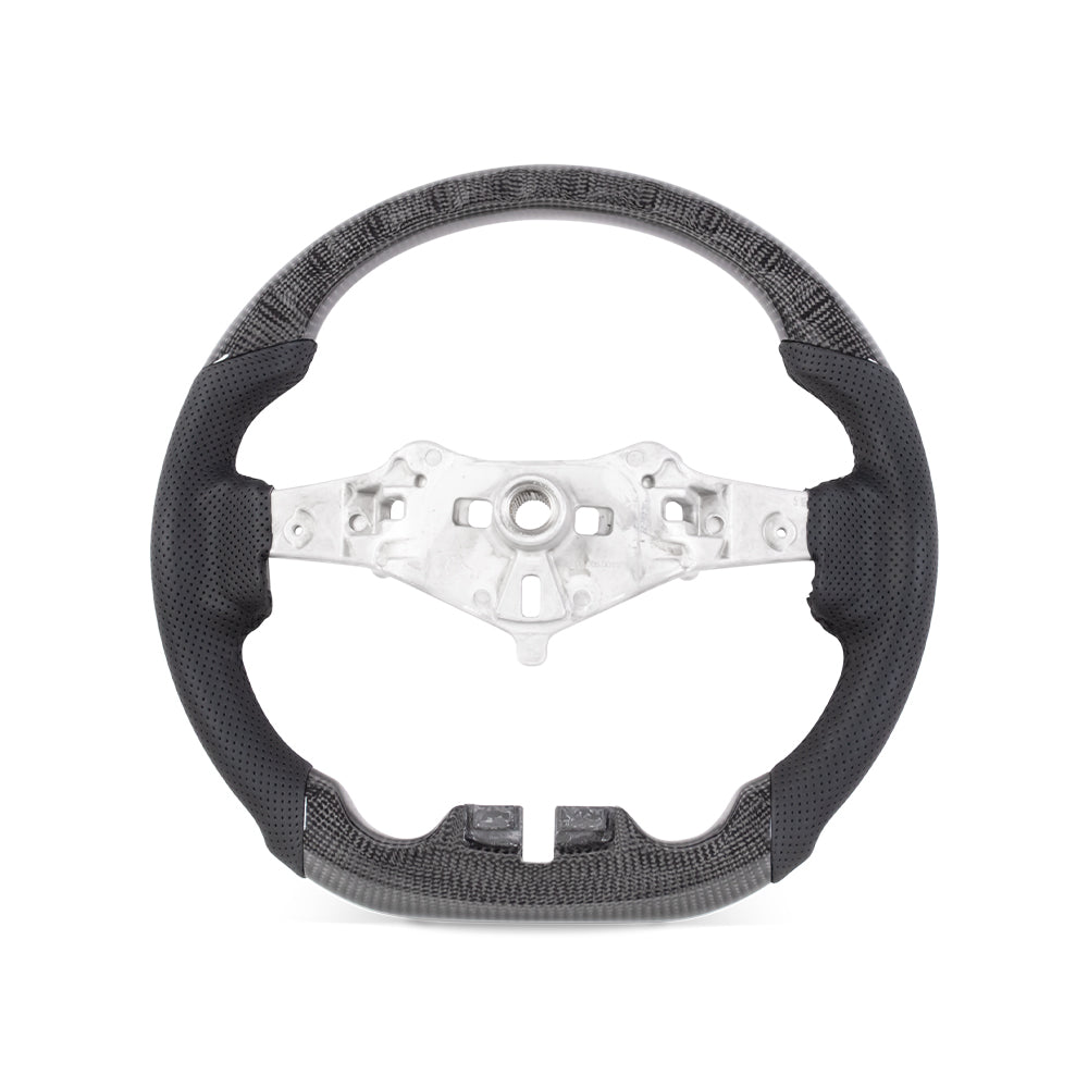 D-CARBON 2006-2018 Jeep Wrangler JK Flat Bottom Gloss Carbon Fiber Steering Wheel & Nappa Perforated Leather Grip