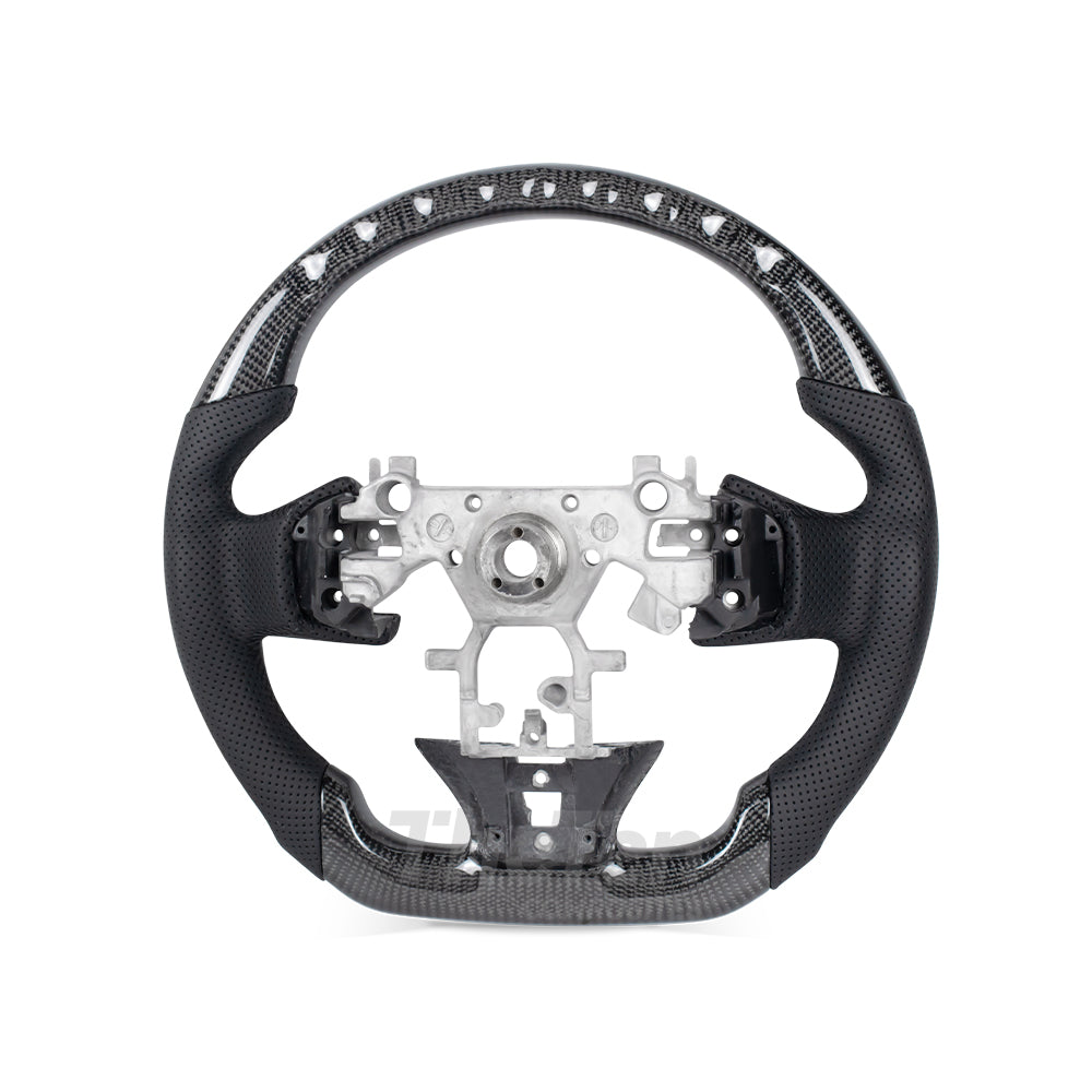 D-CARBON INFINITI Q50 GLOSSY CARBON FIBER BLACK NAPPA LEATHER STEERING WHEEL
