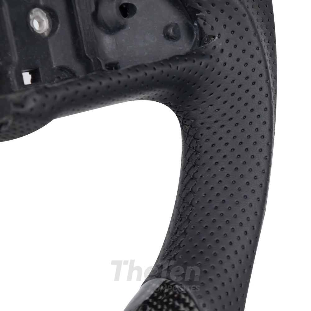 D-CARBON INFINITI Q60 GLOSSY CARBON FIBER BLACK NAPPA LEATHER STEERING WHEEL