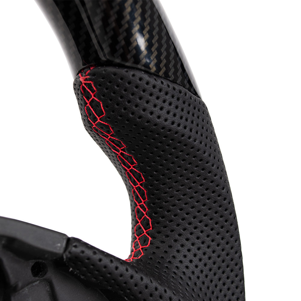 2014–2019 Corvette C7 Flat Bottom Steering Wheel - WTP Carbon Fiber & Perforated Nappa Leather