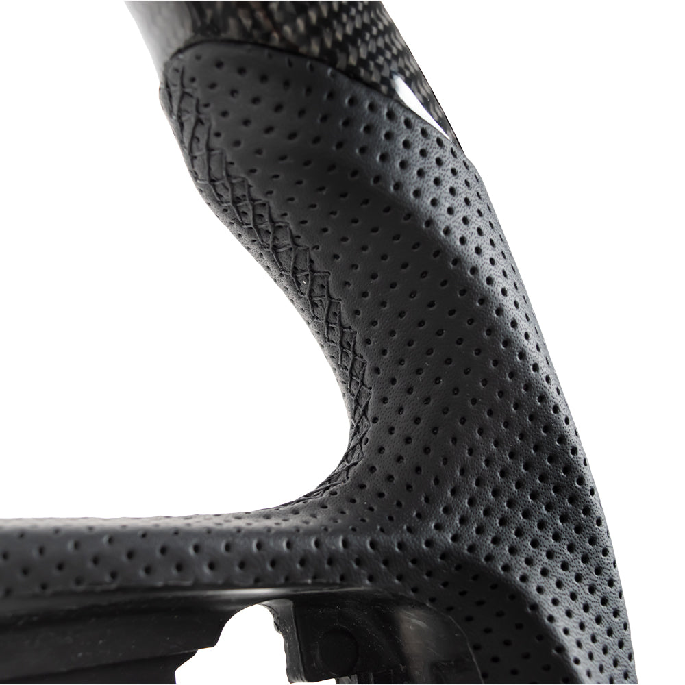 D-CARBON 2018+ Jeep Wrangler JL Steering Wheel In Gloss Carbon Fiber & Nappa Perforated Leather Grip