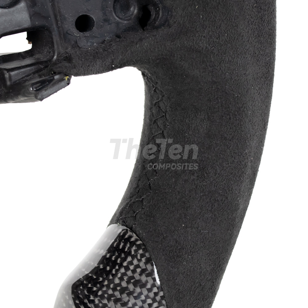 2014–2019 Corvette C7 Flat-Bottom Steering Wheel – Gloss Carbon Fiber & Alcantara