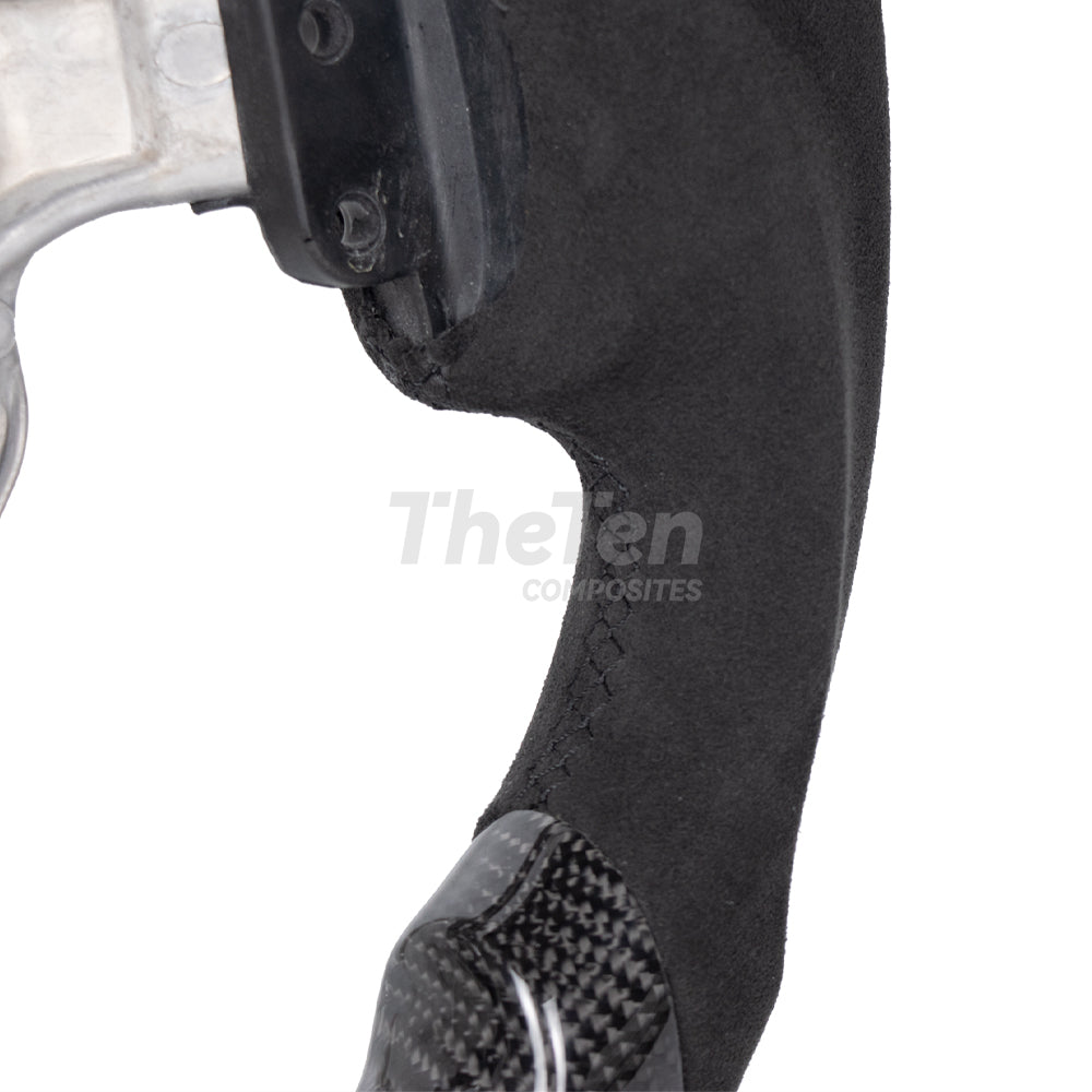 D-CARBON Lexus IS 2013–2023 Alcantara Carbon Fiber Flat Bottom Steering Wheel with LED RPM Display