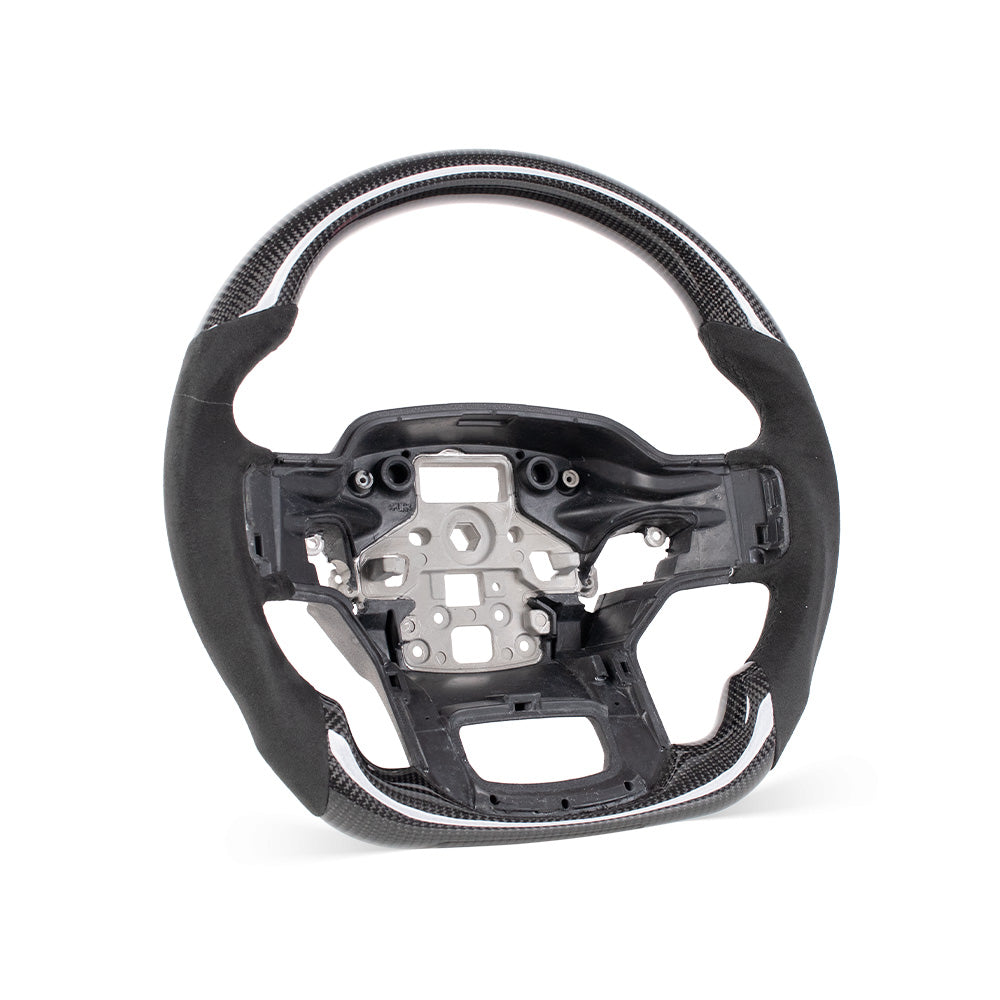 D-CARBON 2021-2024 FORD F150 Raptor III IN GLOSS CARBON FIBER STEERING WHEEL & ALCANTARA GRIP