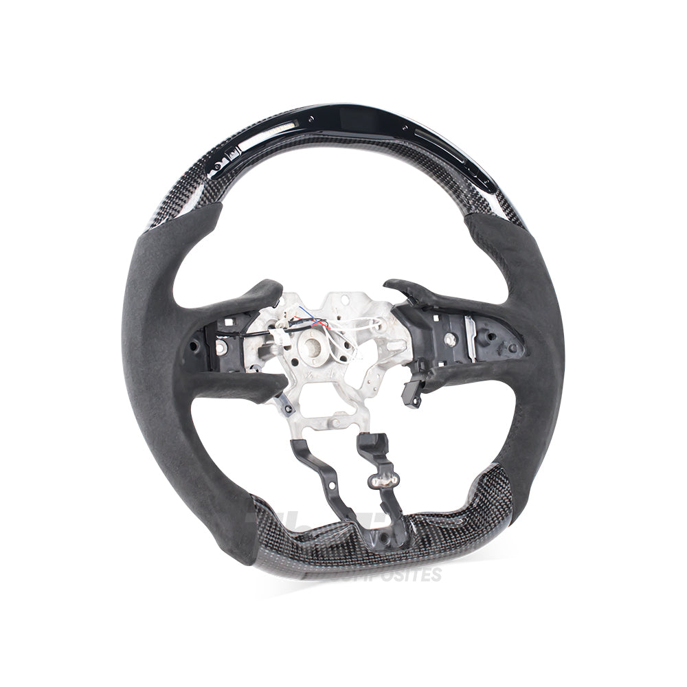D-CARBON INFINITI Q60 CARBON FIBER ALCANTARA STEERING WHEEL WITH LED RACING STRIPE
