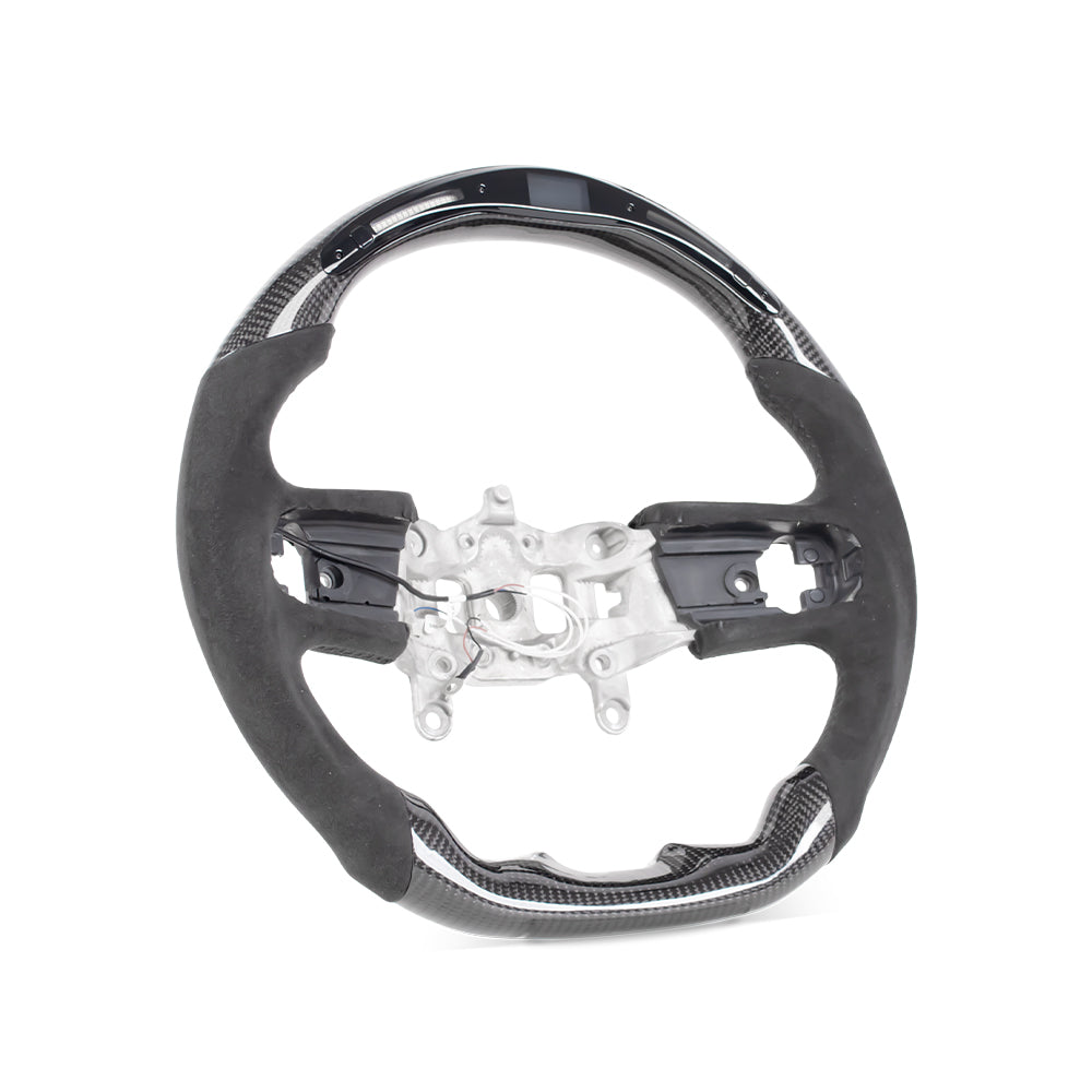 D-CARBON 2018+ Jeep Wrangler JL Steering Wheel In Gloss Carbon Fiber & Alcantara Grip With LED RACE DISPLAY