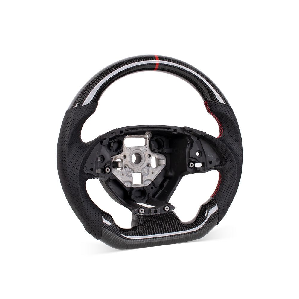 2014-2019 Corvette C7 Flat Vottom Steering Wheel - Gloss Carbon FIber & Perforated Nappa Leather