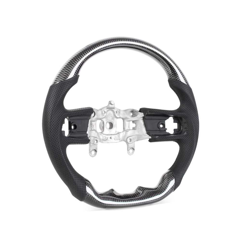 D-CARBON 2018+ Jeep Wrangler JL Steering Wheel In Gloss Carbon Fiber & Nappa Perforated Leather Grip