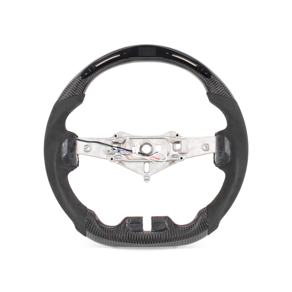 D-CARBON 2006-2018 Jeep Wrangler JK Steering Wheel In Gloss Carbon Fiber & Alcantara Grip With Led Race Display