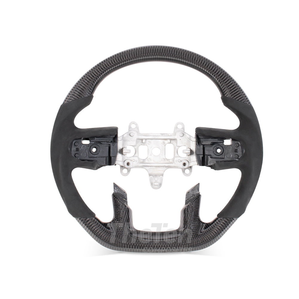D-CARBON 2019+ DODGE RAM FLAT BOTTOM GLOSS CARBOIN FIBER & ALCANTARA STEERING WHEEL