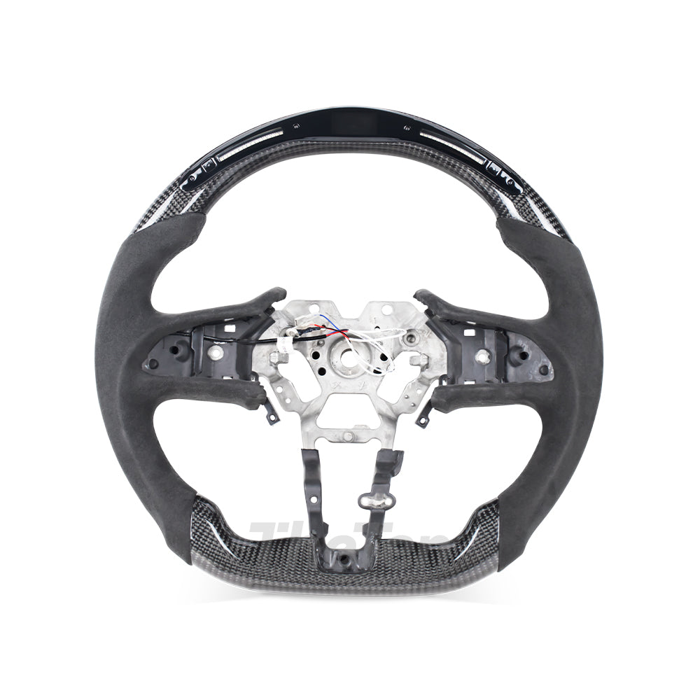 D-CARBON INFINITI Q60 CARBON FIBER ALCANTARA STEERING WHEEL WITH LED RACING STRIPE