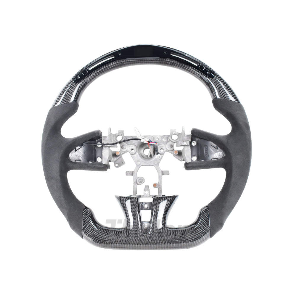 D-CARBON INFINITI Q50 CARBON FIBER ALCANTARA STEERING WHEEL WITH LED RACING STRIPE