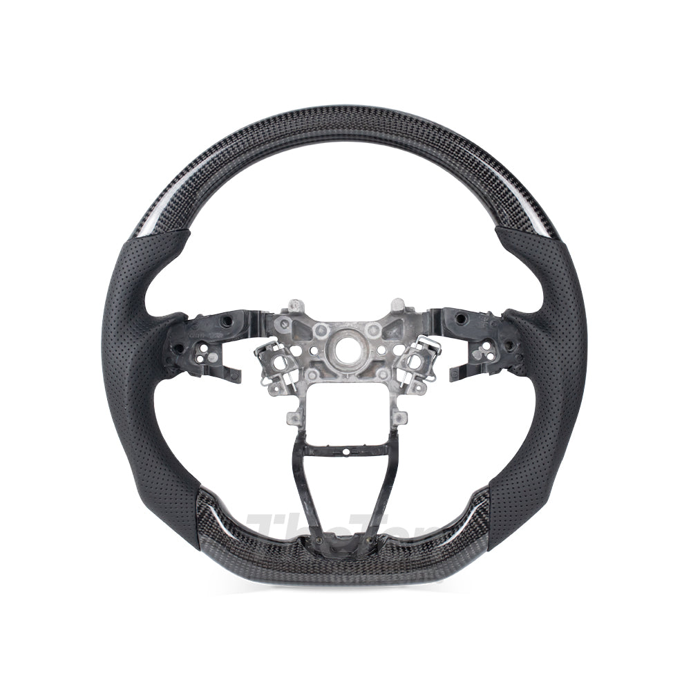D-CARBON HONDA 10TH GEN ACCORD GLOSSY CARBON FIBER BLACK PERFORATED LEATHER STEERING WHEEL