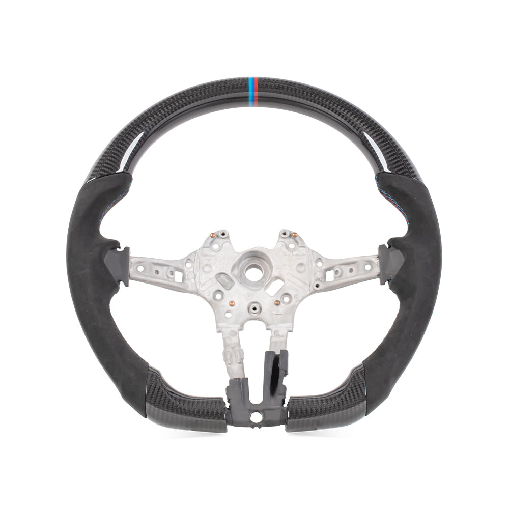 2011-2019 BMW F Series Flat Bottom Steering Wheel - Gloss Carbon Fiber & Alcantara