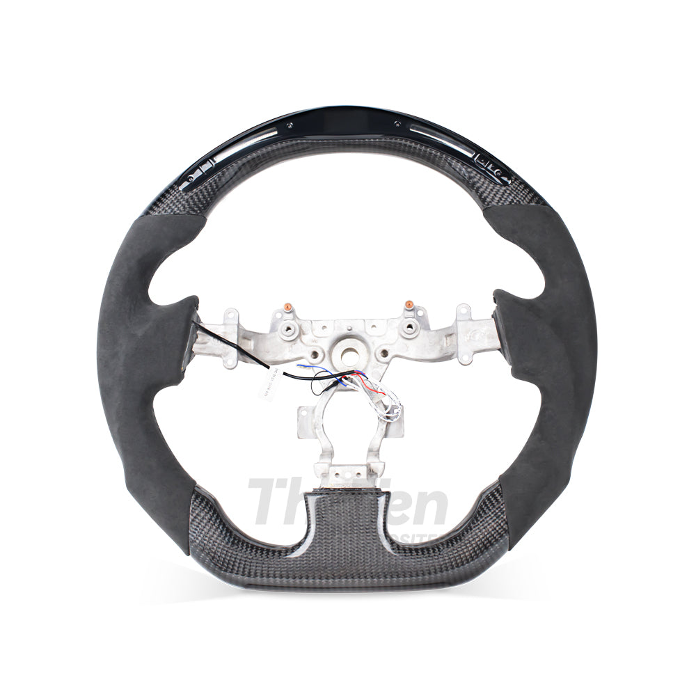 D-CARBON NISSAN GTR 2007-2016 CARBON FIBER ALCANTARA STEERING WHEEL WITH LED RACE DISPLAY