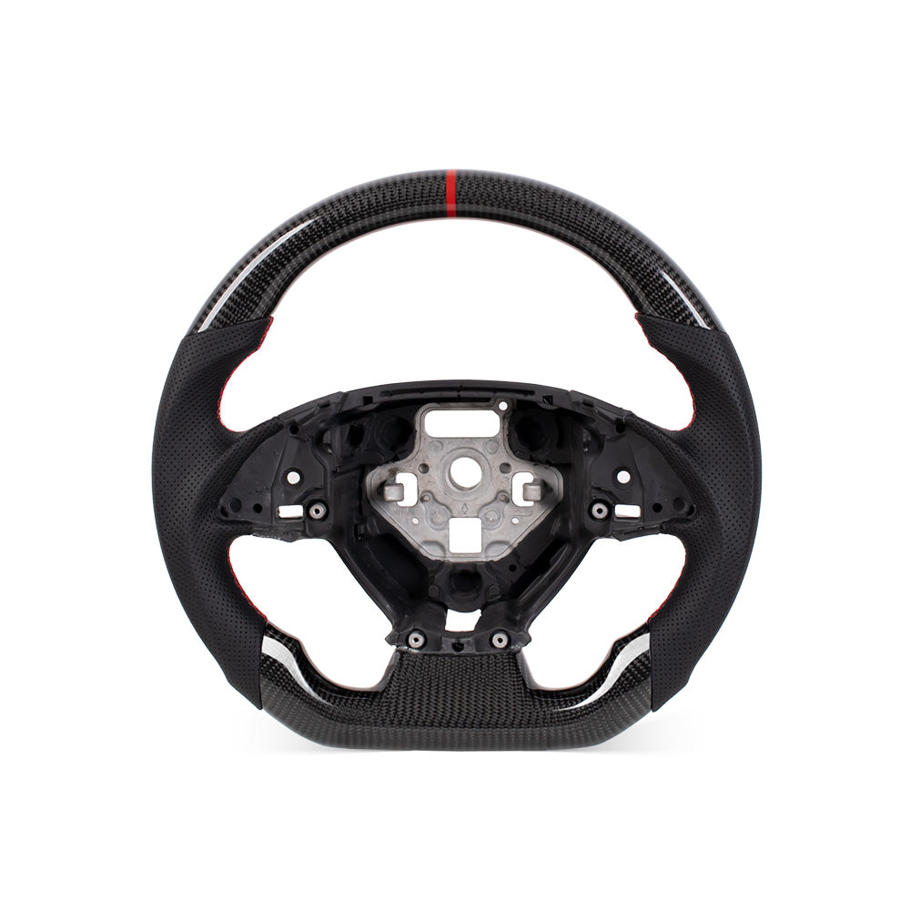 2014-2019 Corvette C7 Flat Vottom Steering Wheel - Gloss Carbon FIber & Perforated Nappa Leather