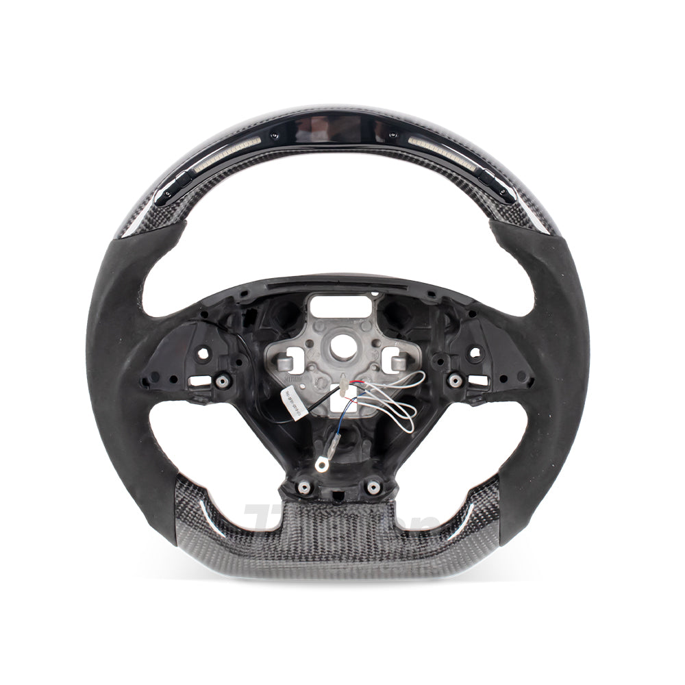 2014–2019 Corvette C7 Flat-Bottom Steering Wheel – Gloss Carbon Fiber, Alcantara, 32-LED RPM Shift Light & Live Data Display