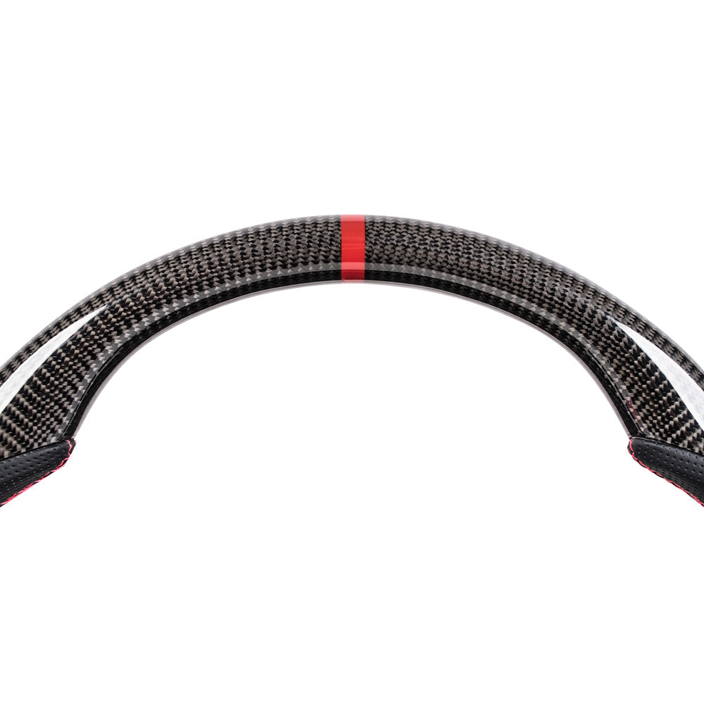 D-CARBON 2015-2020 FORD F150 Raptor II IN GLOSS CARBON FIBER STEERING WHEEL & NAPPA PERFORATED LEATHER GRIP