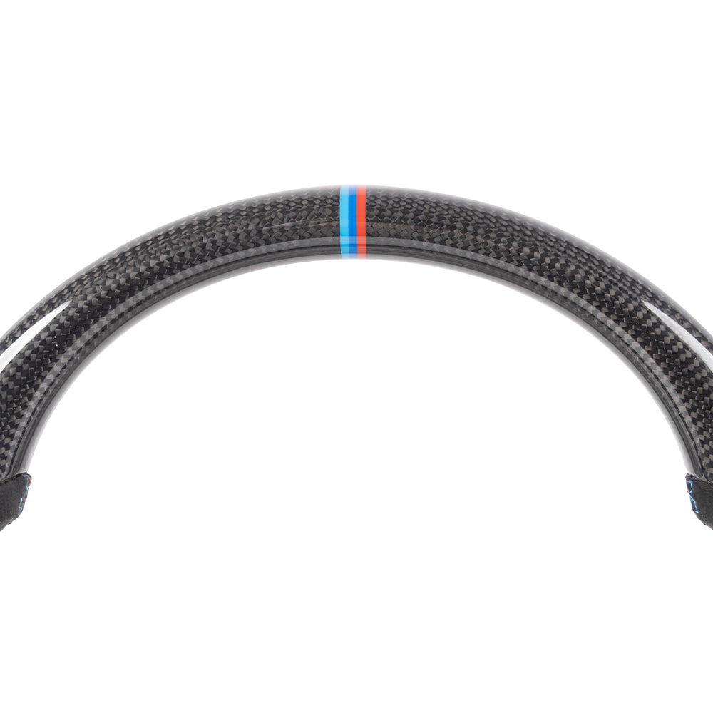 2011-2019 BMW F Series Flat Bottom Steering Wheel - Gloss Carbon Fiber & Alcantara