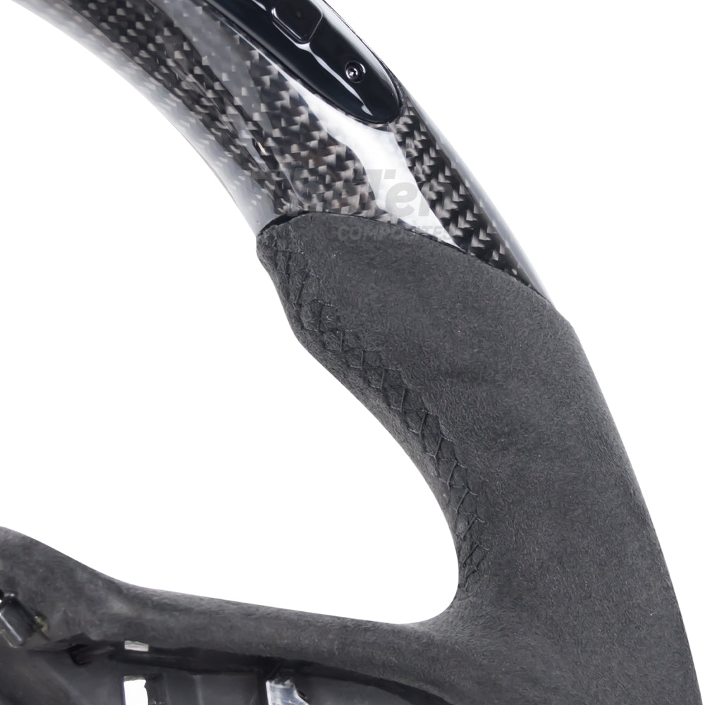 D-CARBON INFINITI Q60 CARBON FIBER ALCANTARA STEERING WHEEL WITH LED RACING STRIPE