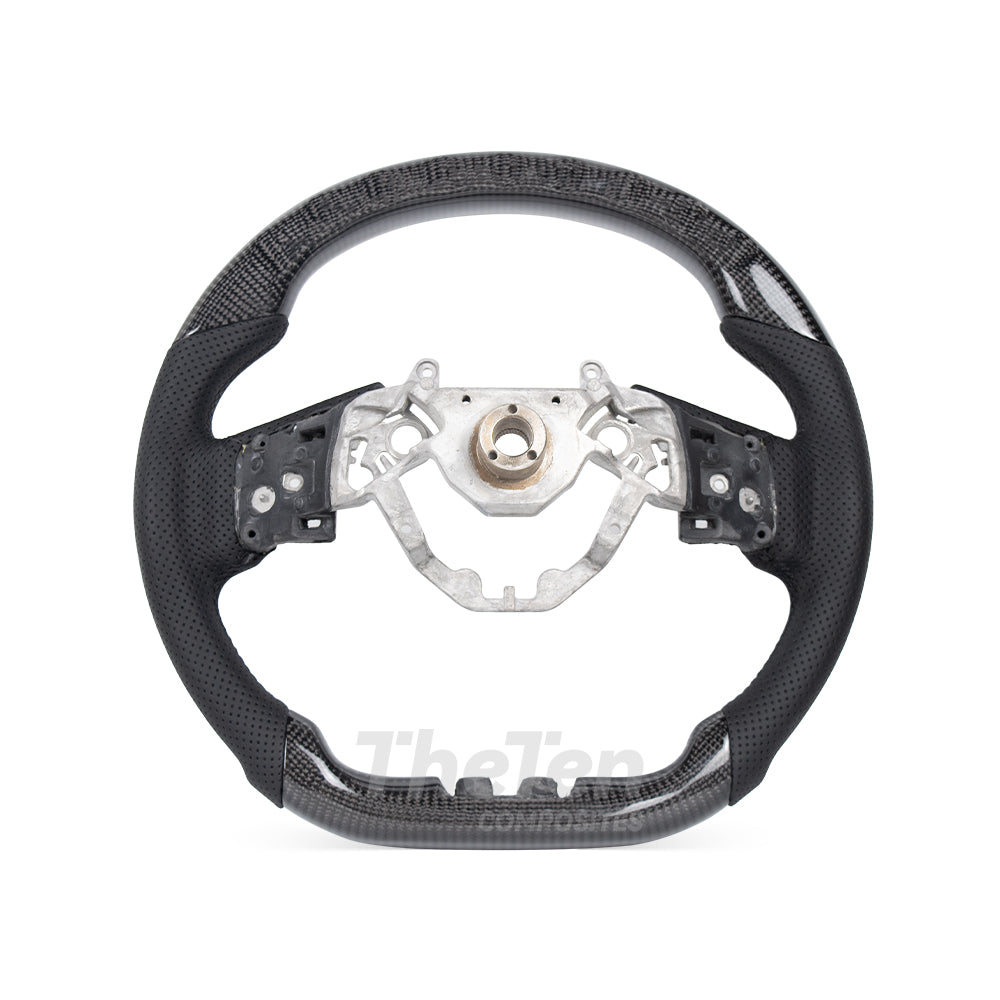 D-CARBON NISSAN GTR 2016-2024 GLOSSY CARBON FIBER BLACK NAPPA LEATHER STEERING WHEEL