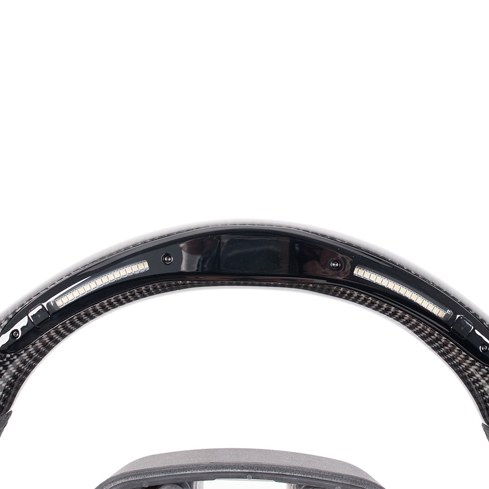 D-CARBON 2021-2024 FORD F150 Raptor III IN GLOSS CARBON FIBER STEERING WHEEL WITH LED RACE DISPLAY & ALCANTARA GRIP