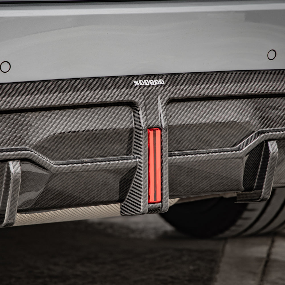 SOOQOO BMW 2 Series G42 Coupe SQ Style Carbon Fiber Diffuser With Brake Light