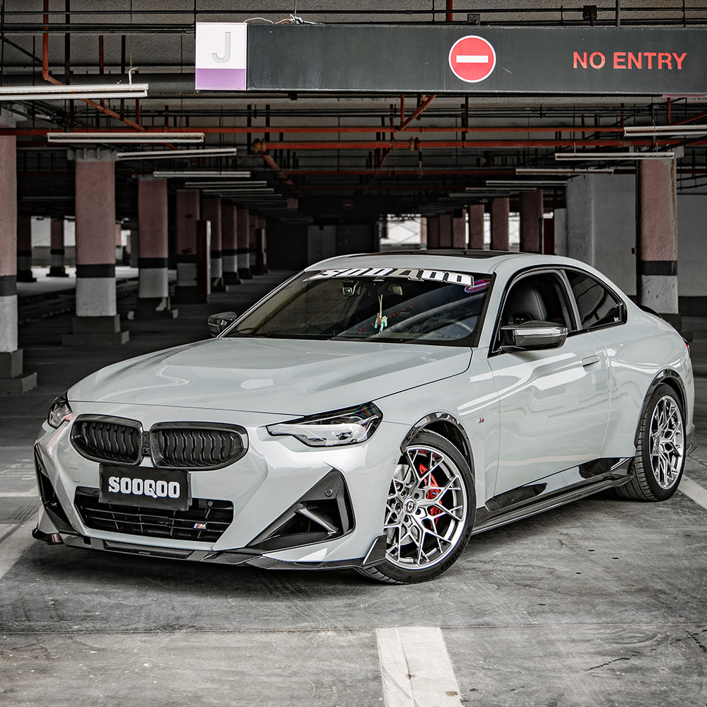 SOOQOO BMW G42 Dry Carbon Fiber Front Bumper Lip For 2022+ 2 Series