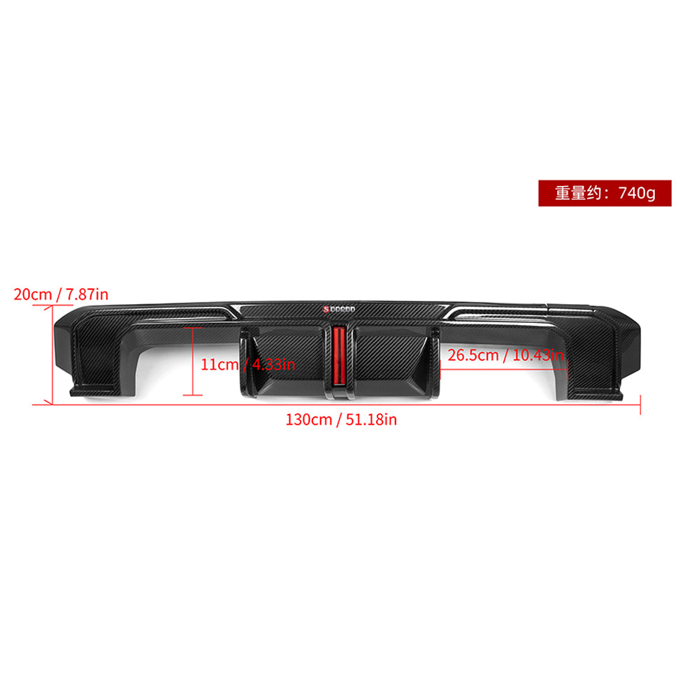 SOOQOO BMW M3 G80 M4 G82 SQ Style Carbon Fiber Diffuser With Brake Light