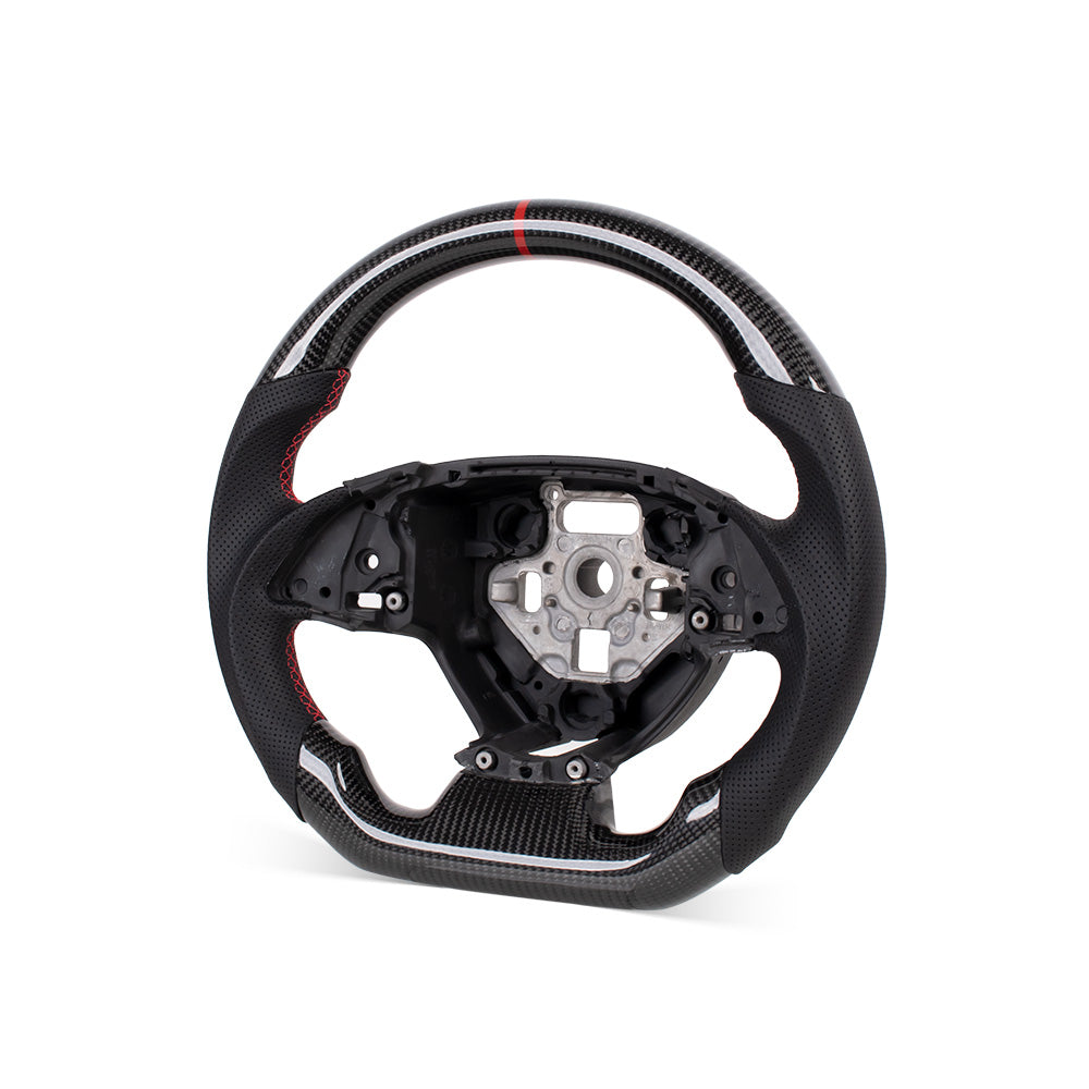 2014-2019 Corvette C7 Flat Vottom Steering Wheel - Gloss Carbon FIber & Perforated Nappa Leather