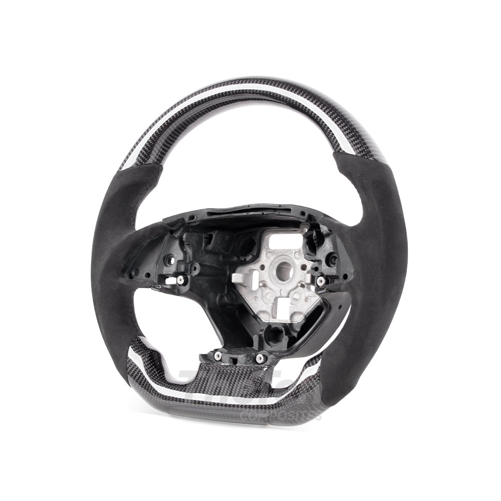 2014–2019 Corvette C7 Flat-Bottom Steering Wheel – Gloss Carbon Fiber & Alcantara
