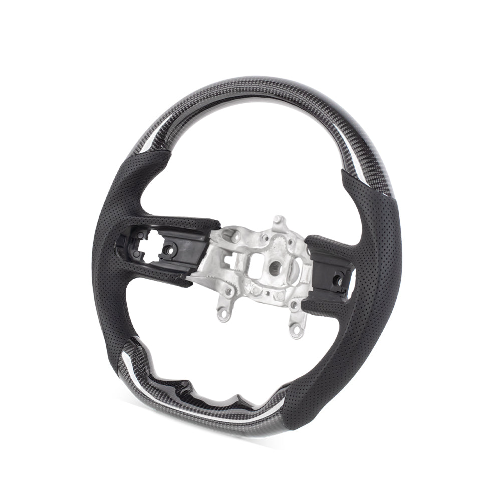 D-CARBON 2018+ Jeep Wrangler JL Steering Wheel In Gloss Carbon Fiber & Nappa Perforated Leather Grip