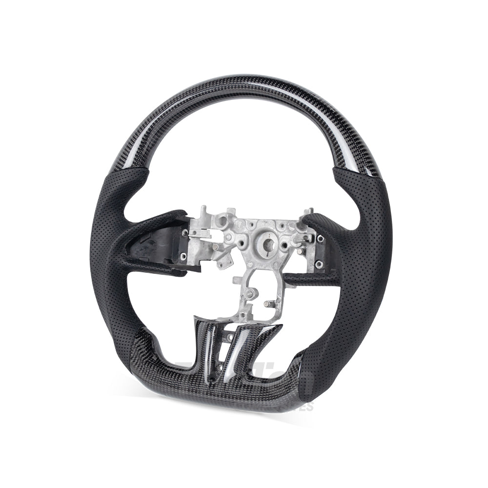 D-CARBON INFINITI Q50 GLOSSY CARBON FIBER BLACK NAPPA LEATHER STEERING WHEEL