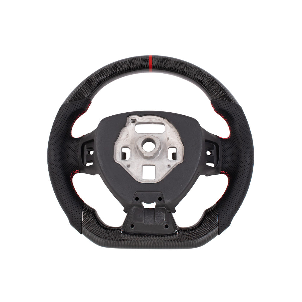 2014-2019 Corvette C7 Flat Vottom Steering Wheel - Gloss Carbon FIber & Perforated Nappa Leather