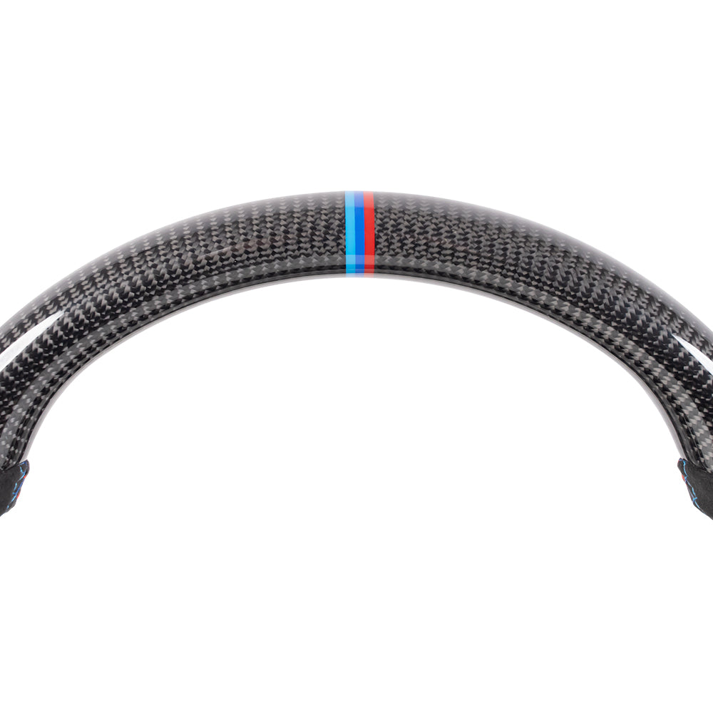 D-CARBON BMW G Series Flat Bottom Gloss Carbon Fiber Steering Wheel & Alcatara Grip