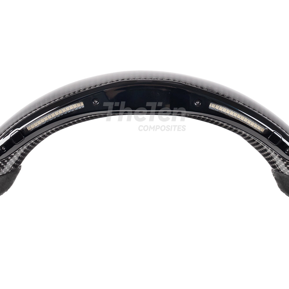 2014–2019 Corvette C7 Flat-Bottom Steering Wheel – Gloss Carbon Fiber, Alcantara, 32-LED RPM Shift Light & Live Data Display