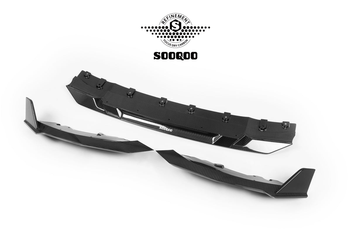 SOOQOO BMW G42 Dry Carbon Fiber Front Bumper Lip For 2022+ 2 Series