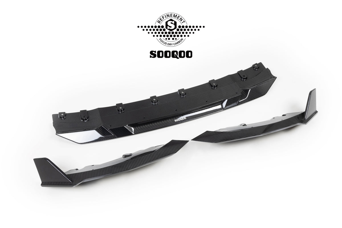 SOOQOO BMW G42 Dry Carbon Fiber Front Bumper Lip For 2022+ 2 Series