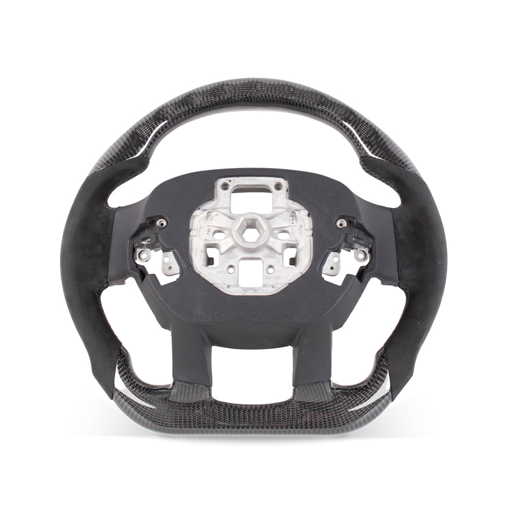 D-CARBON 2015-2020 FORD F150 Raptor II IN GLOSS CARBON FIBER STEERING WHEEL WITH LED RACE DISPLAY & ALCANTARA GRIP