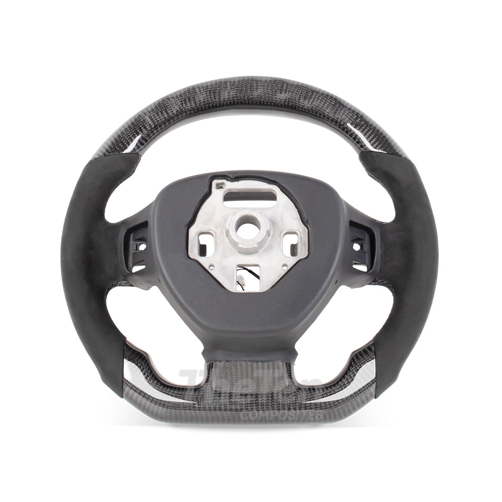 2014–2019 Corvette C7 Flat-Bottom Steering Wheel – Gloss Carbon Fiber, Alcantara, 32-LED RPM Shift Light & Live Data Display
