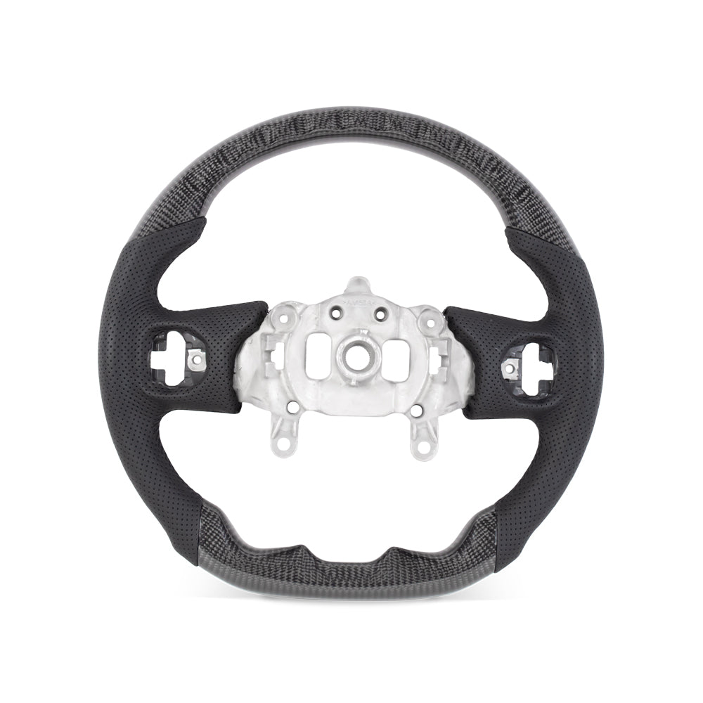 D-CARBON 2018+ Jeep Wrangler JL Steering Wheel In Gloss Carbon Fiber & Nappa Perforated Leather Grip