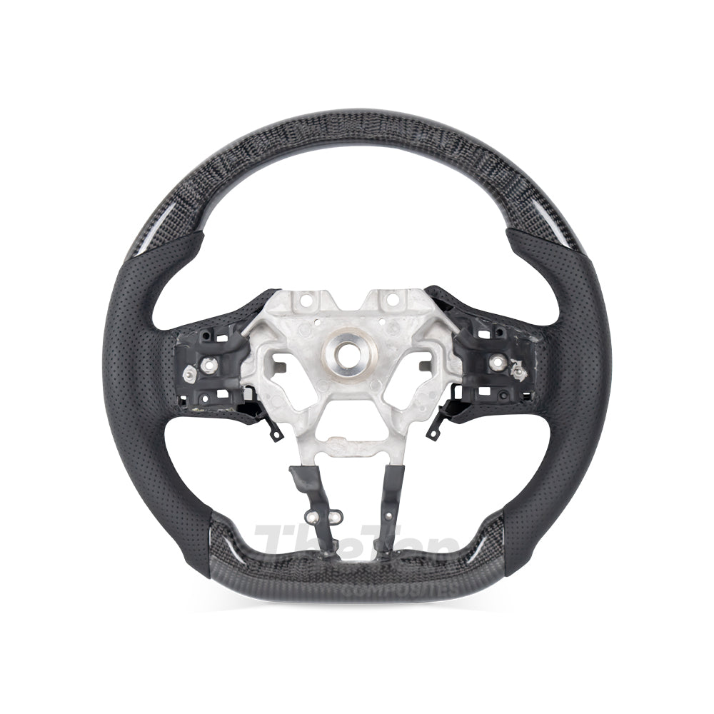 D-CARBON INFINITI Q60 GLOSSY CARBON FIBER BLACK NAPPA LEATHER STEERING WHEEL
