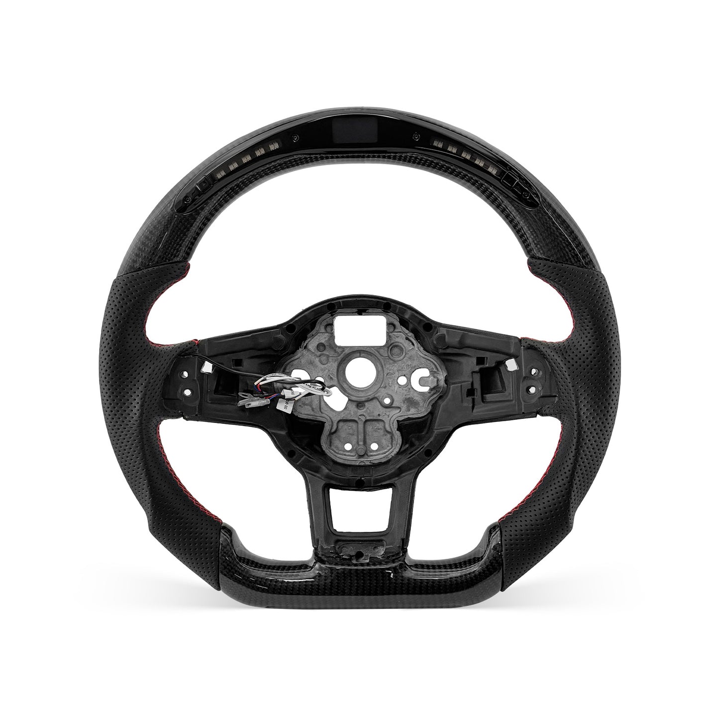 Volkswagen GTI 2013-2021 steering wheel, Style 01 · 3K Gloss Carbon Fiber · Perforated Leather · LED · With Paddle Opening