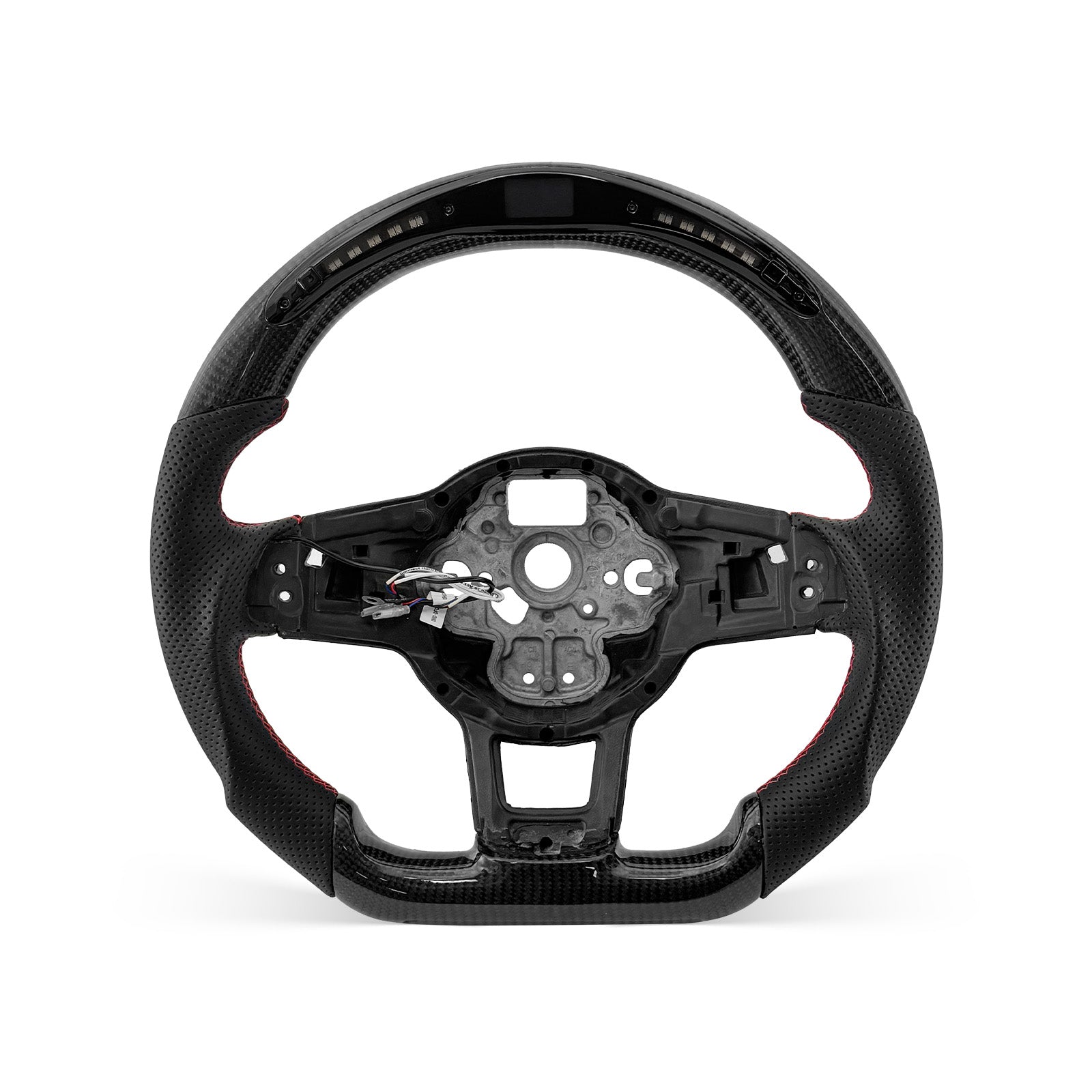 Volkswagen GTI 2013-2021 steering wheel, Style 01 · 3K Gloss Carbon Fiber · Perforated Leather · LED · With Paddle Opening