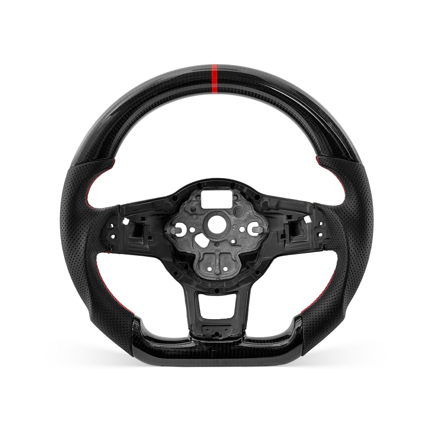 Volkswagen GTI 2013-2021 steering wheel, Style 03 · 3K Gloss Carbon Fiber · Perforated Leather · With Paddle Opening