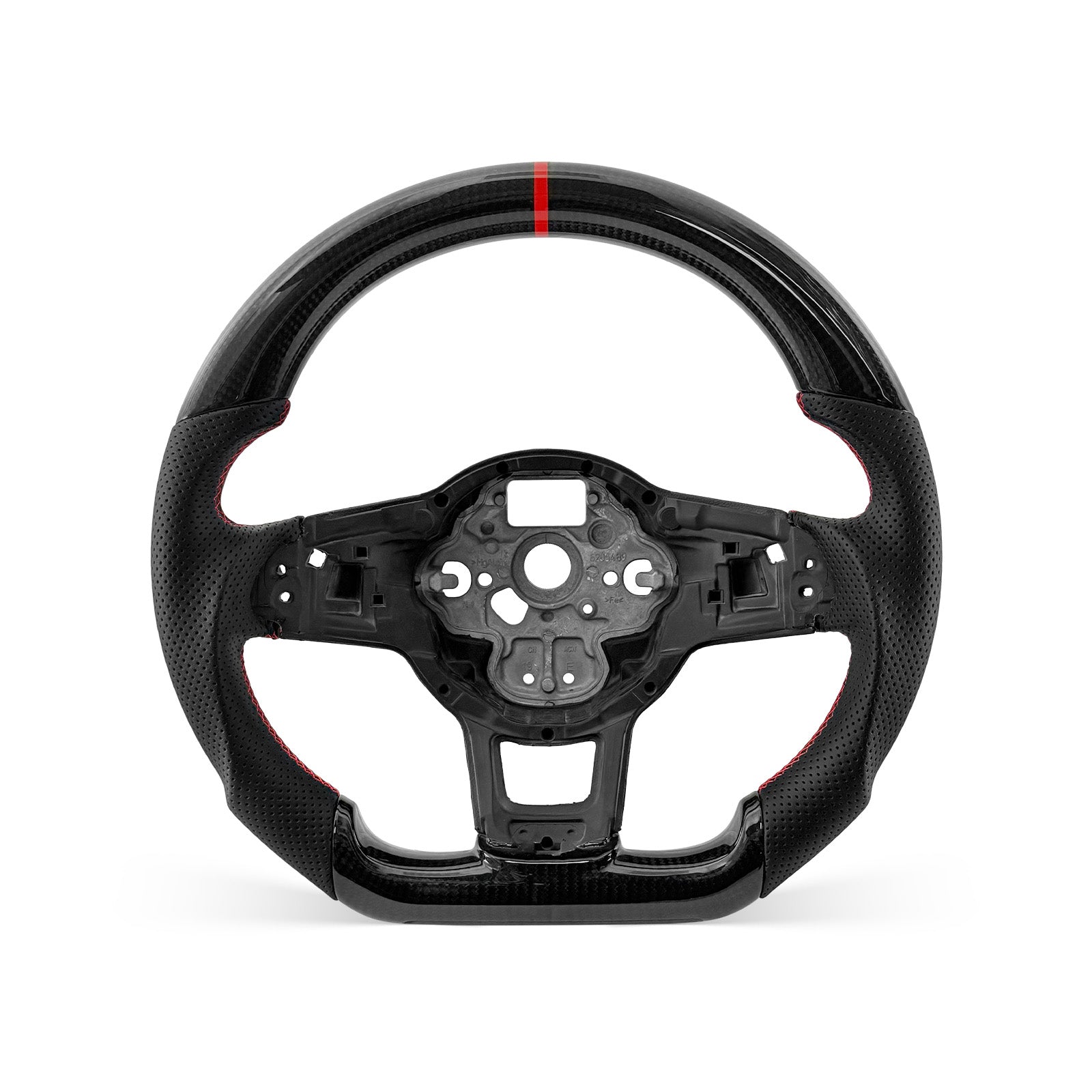 Volkswagen GTI 2013-2021 steering wheel, Style 03 · 3K Gloss Carbon Fiber · Perforated Leather · With Paddle Opening