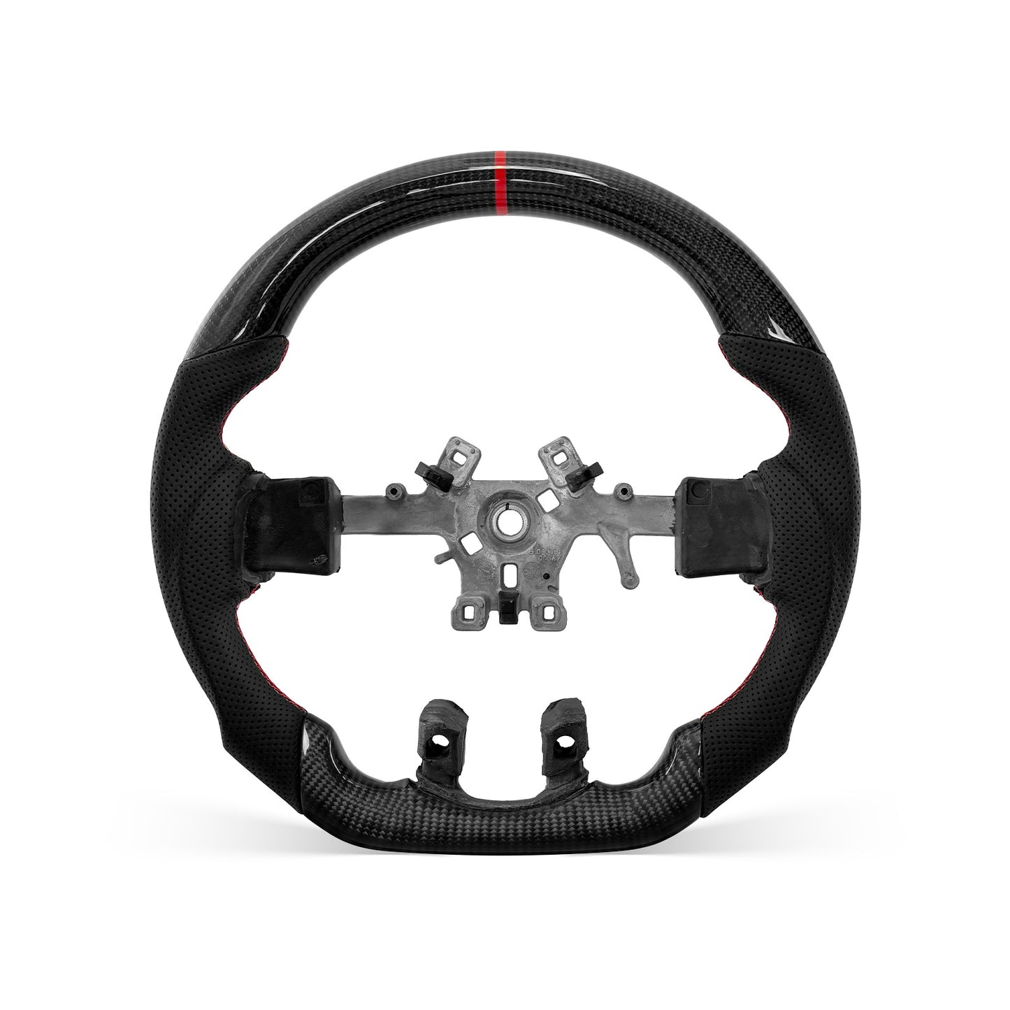 RAM 2009-2018 steering wheel, Style 01 · 3K Gloss Carbon Fiber · Perforated Leather · Universal Paddle Compatibility