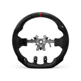 RAM 2009-2018 steering wheel, Style 01 · 3K Gloss Carbon Fiber · Perforated Leather · Universal Paddle Compatibility